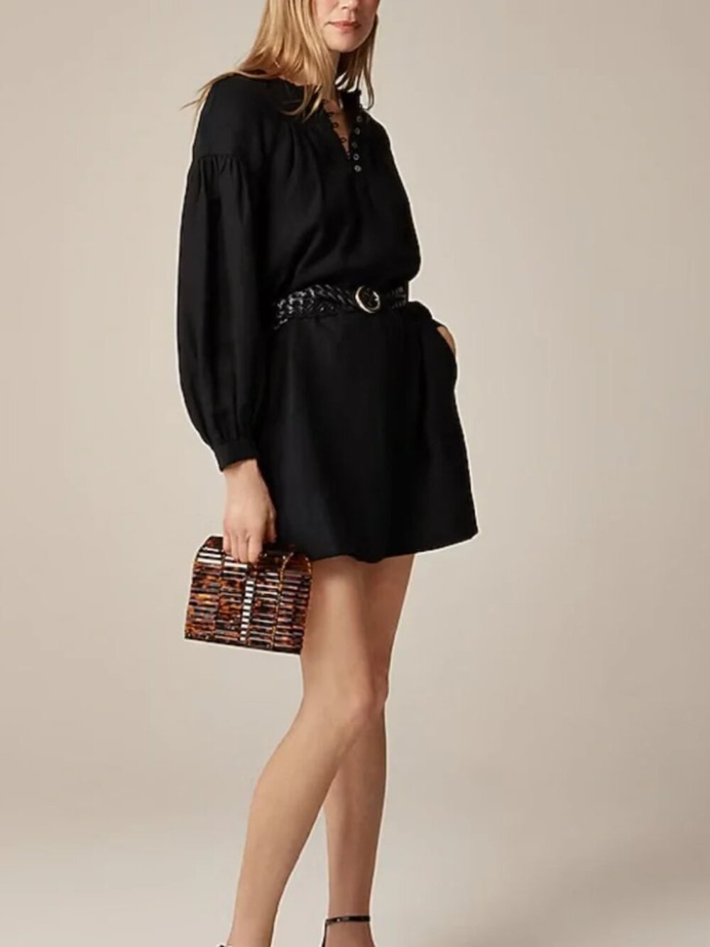 J.Crew Gathered popover dress in linen